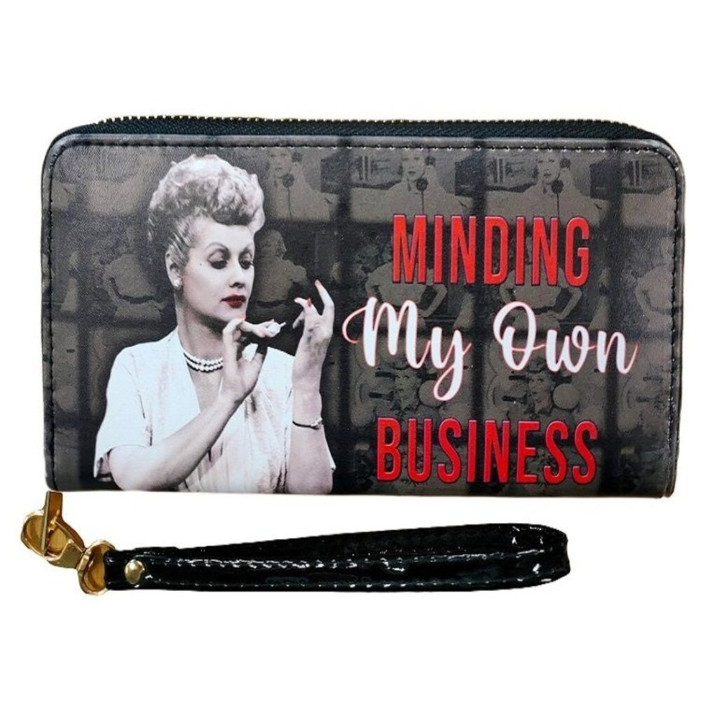 New My Own Business I Love Lucy Clutch Purse Wallet Zip Wristlet Phone Coin NIP